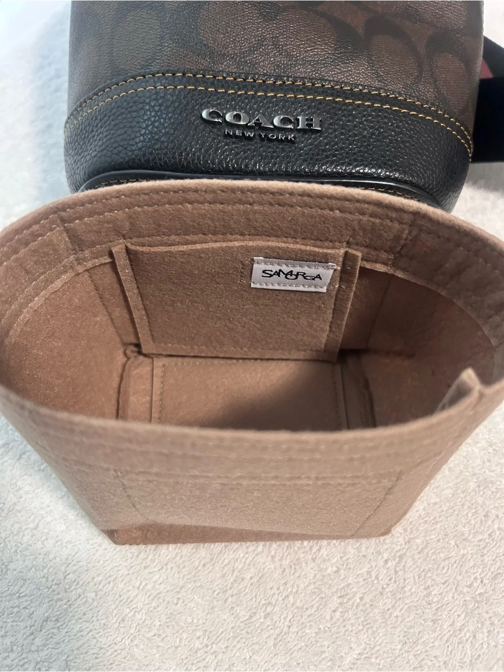Coach Brown Signature Canvas Leather Trim Backpack / Sling Authentic